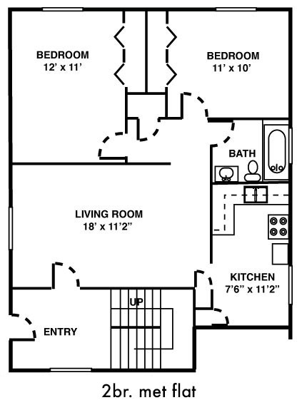 Two-Bedroom Apartments in Royal Oak, Michigan | Metropolitan Flats - metro13-floorplan-new