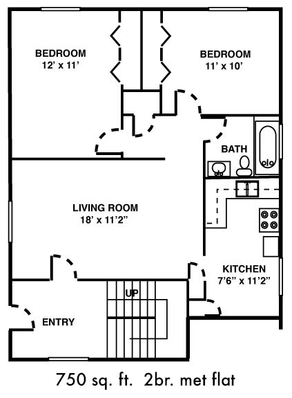 Two-Bedroom Apartments in Royal Oak, Michigan | Metropolitan Flats - metro13-floorplan